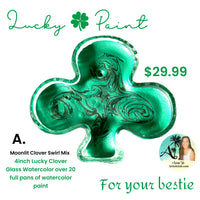 Lucky Paint, 4 inch, hand poured watercolor into clover glass or crystal