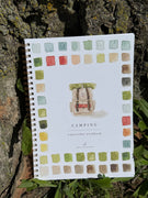 Camping themed, watercolor workbook.