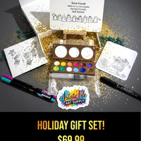 Holiday Gift Set, Wooden metallic watercolor gift set