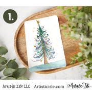 Tree watercolor postcards, original art