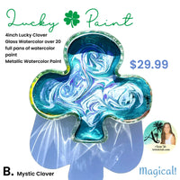 Lucky Paint, 4 inch, hand poured watercolor into clover glass or crystal