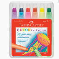 6 Neon Chunky Gel Crayons in Storage Case, crayon, gel crayon, neon
