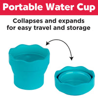 Collapsible Water Cup, Faber Castell, Clic & Go Collapsable Water Cup For Painting, Turquoise