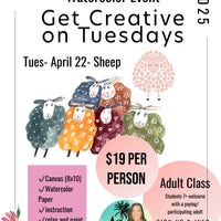 Watercolor Sheep class, tues, April 22nd