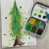 B5, watercolor greens set, swatched