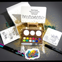 Holiday Gift Set, Wooden metallic watercolor gift set