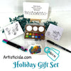 Holiday Gift Set, Wooden metallic watercolor gift set