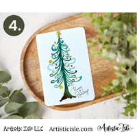 Tree watercolor postcards, original art