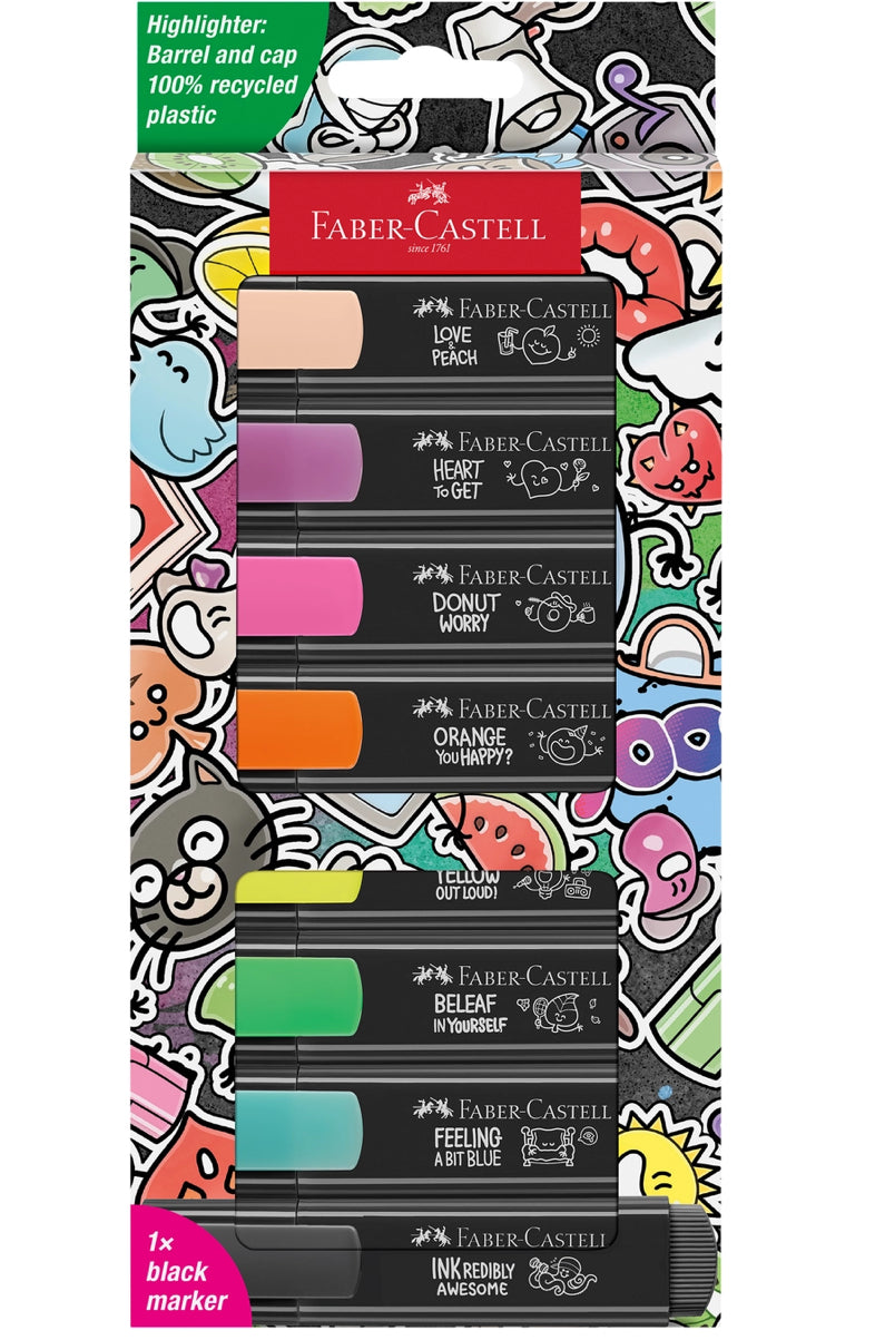 Faber Castell, Highlighters, Neon Graffiti Package - Wallet of 8, chisel tip, Markers