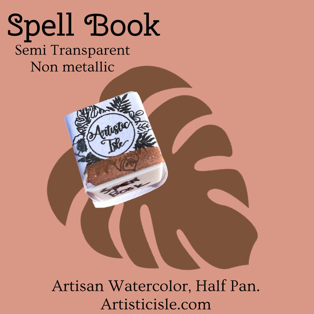 Spell Book, brown shimmer, watercolor paint