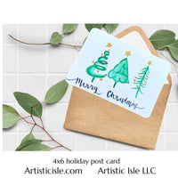 3 Trees Holiday Postcard