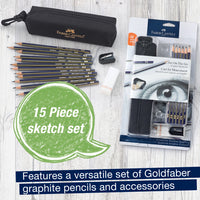 Faber Castell Drawing Kit, Faber-Castell Art On The Go Graphite Sketch Set – 15 Pieces, pencils, drawing set