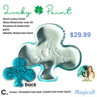 Lucky Paint, 4 inch, hand poured watercolor into clover glass or crystal