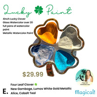 Lucky Paint, 4 inch, hand poured watercolor into clover glass or crystal