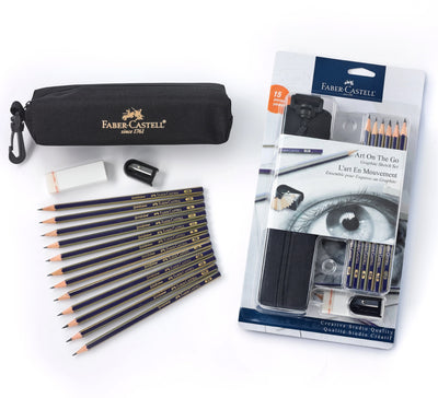 Faber Castell Drawing Kit, Faber-Castell Art On The Go Graphite Sketch Set – 15 Pieces, pencils, drawing set