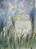 Fireflies, laser engraved canvas
