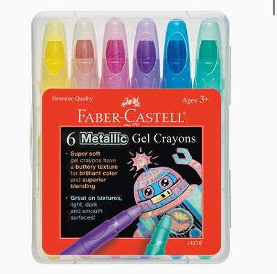 6 Metallic Chunky Gel Crayons in Storage Case, crayons, pastels, gel crayon, crayon