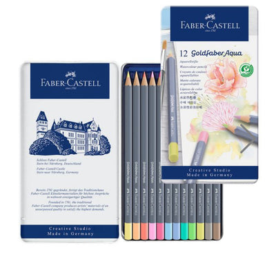 Pastel, Gold Faber Aqua Watercolor Pencils, set of 12 in tin, watercolor pencils
