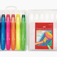 6 Neon Chunky Gel Crayons in Storage Case, crayon, gel crayon, neon