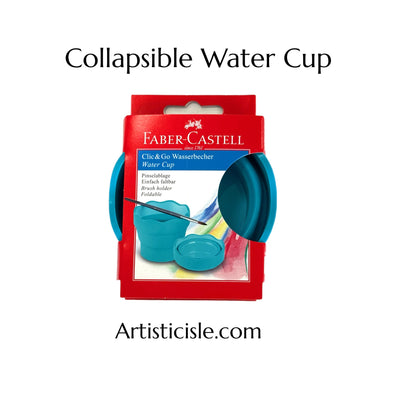 Collapsible Water Cup, Faber Castell, Clic & Go Collapsable Water Cup For Painting, Turquoise