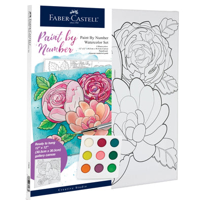 Watercolor paint by number, 12x12in canvas, watercolor kit