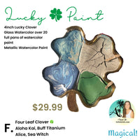 Lucky Paint, 4 inch, hand poured watercolor into clover glass or crystal