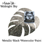 Midnight Sky, Watercolor Half Pan, Metallic Black