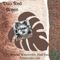 Duo Red Green, Watercolor Half Pan, Metallic