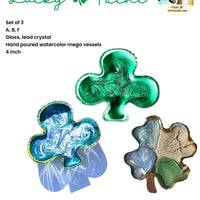Lucky Paint, 4 inch, hand poured watercolor into clover glass or crystal