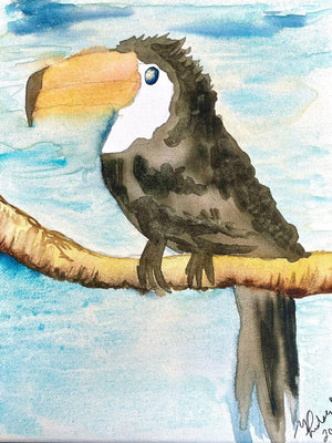 Original 8x10 Tucan watercolor painting