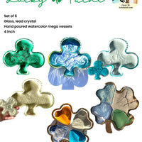 Lucky Paint, 4 inch, hand poured watercolor into clover glass or crystal