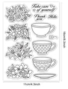 Tea cup cling stamp set