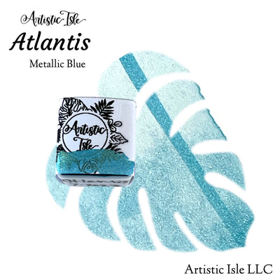 Atlantis, metallic blue watercolor paint