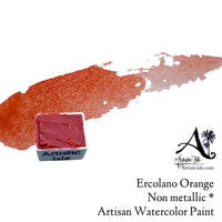 Ercolano, orange , Handmade Watercolor Paint