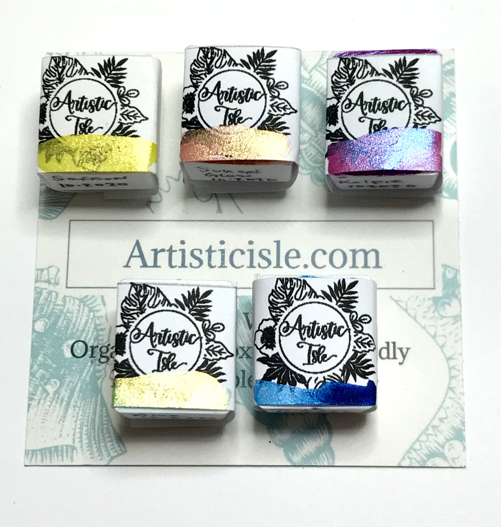 Rainbow Mermaid 2, watercolor set, half pans
