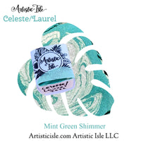 Celeste/Laurel, watercolor half pan, metallic, mint shimmer