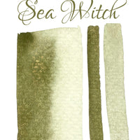 Sea Witch, metallic watercolor paint, green