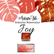 Joy, Metallic Red, handmade watercolor,