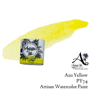 Azo Yellow, Yellow, PY74, sunny yellow, handcrafted , watercolor paint