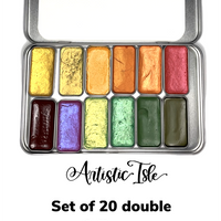 Set of 20 slider, double full pan watercolors