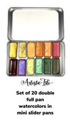 Set of 20 slider, double full pan watercolors