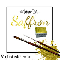 Saffron, yellow, metallic, mica, watercolor paint