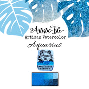 Aquarius, Blue Metallic, Blue , Shimmer, metallic , handcrafted , watercolor paint