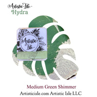 Hydra, watercolor half pan, metallic, Medium Green shimmer