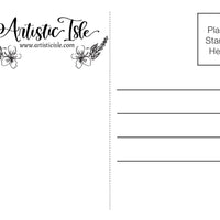 Post card back - Artistic Isle (printable)