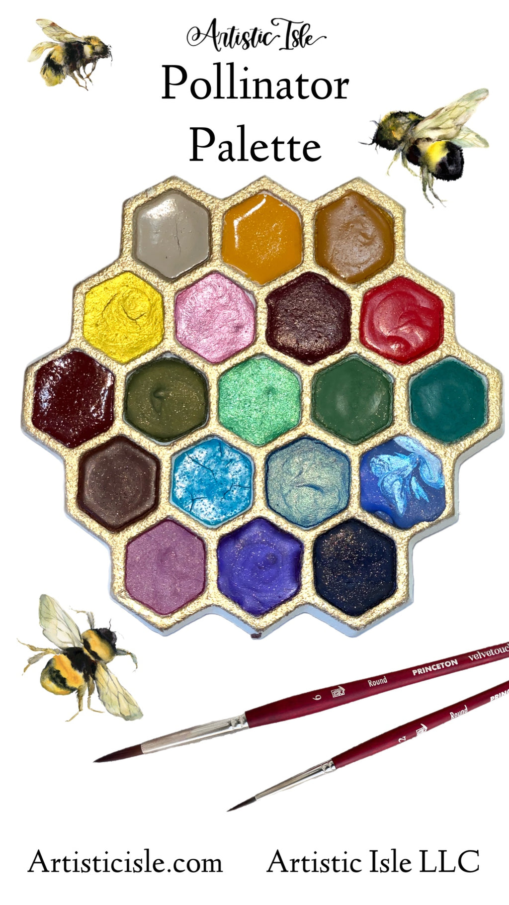 Pollinator, watercolor palette, 19 full pans