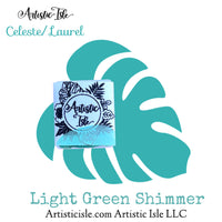 Celeste/Laurel, watercolor half pan, metallic, mint shimmer