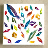 Feather Painting, watercolor art, original watercolor on canvas