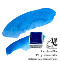 Cerulean, Genuine Cerulean, Cerulean Blue , medium blue, blue, handcrafted, watercolor paint