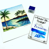 Cerulean, Genuine Cerulean, Cerulean Blue , medium blue, blue, handcrafted, watercolor paint